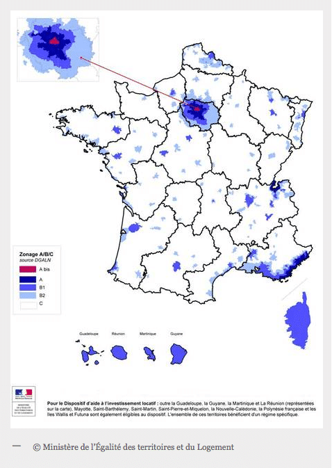 carte de France pour chaque zone en Pinel 