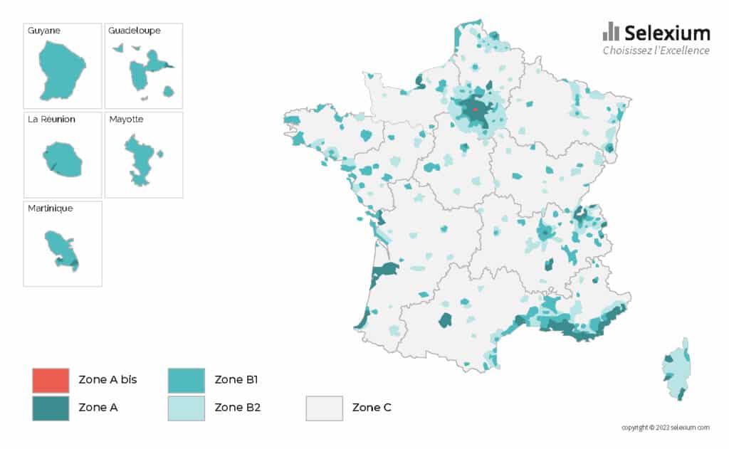 Carte des zones ABC de la loi Pinel