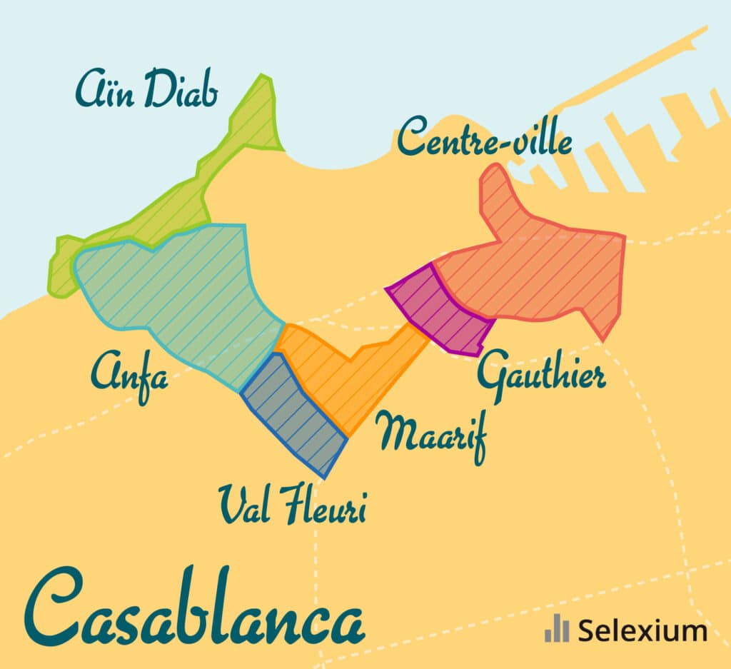 Carte des quartiers où investir à Casablanca