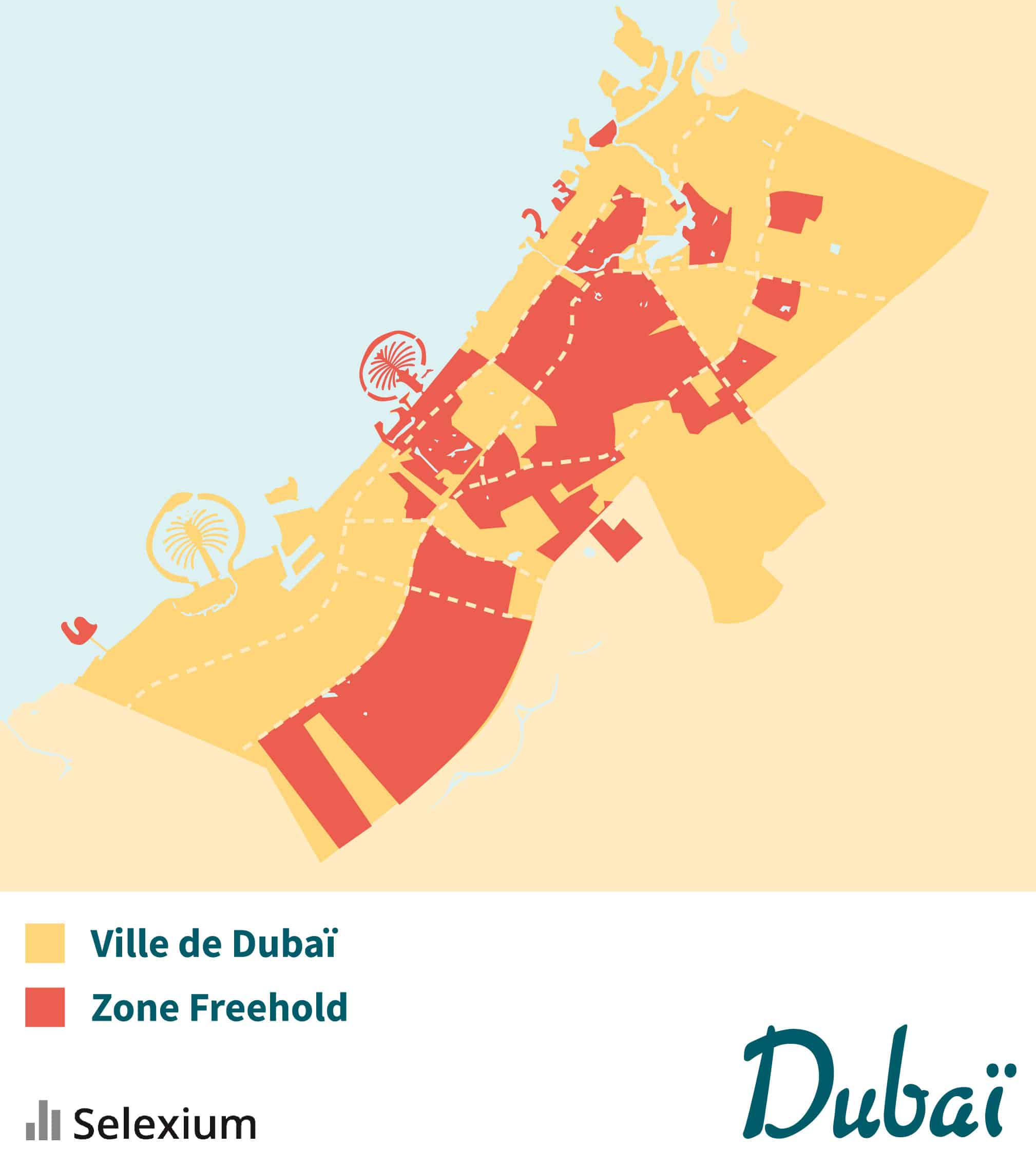 Carte des zones où investir à Dubaï